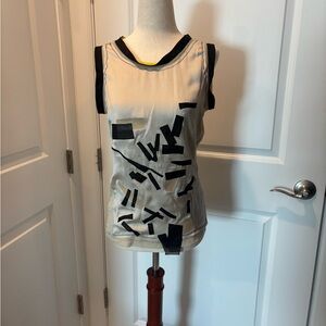 Bottega Veneta Cream and Black Abstract Tank Top
